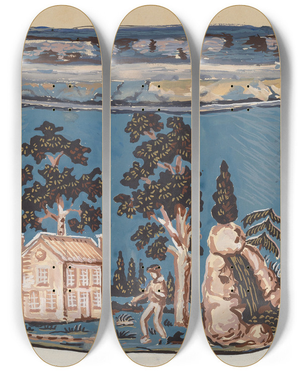 Triptych art skateboard deck of Stewart Wheeler Bonnet Box_2 by Stewart Wheeler