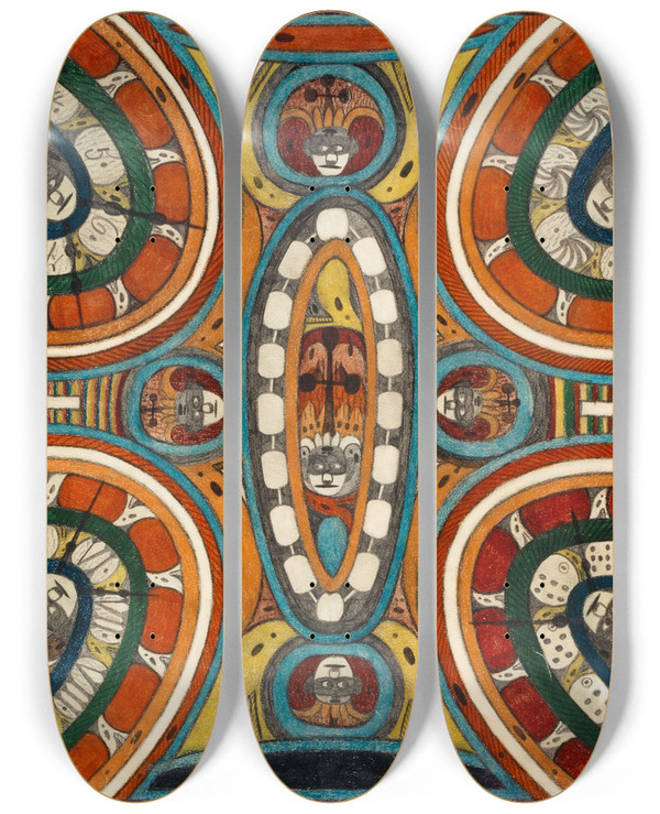 Triptych art skateboard deck of Adolf Wlfli Skt Adolfringenhall by Adolf Wolfli (1864-1930)