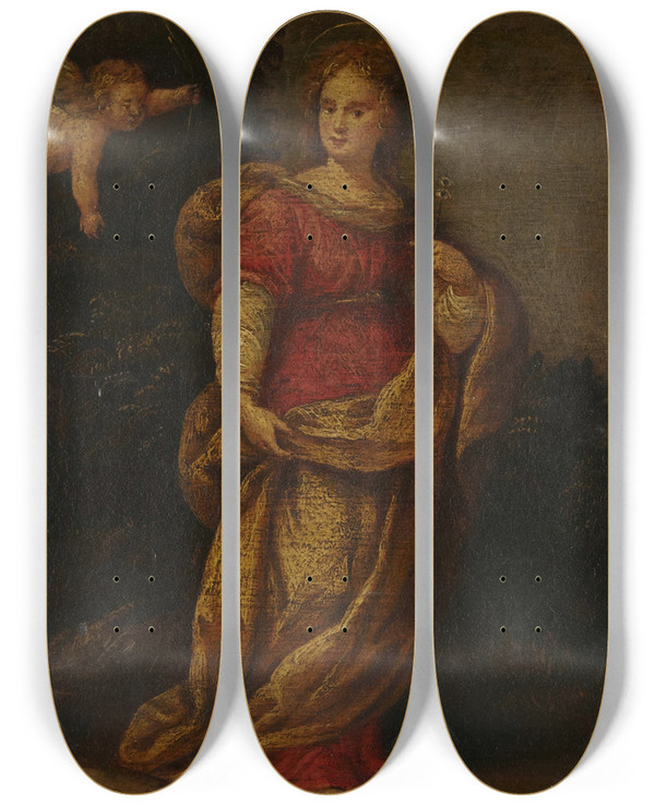 Triptych art skateboard deck of Pasquale Ottino Saint Lucy by Pasquale Ottino (1578-1630)