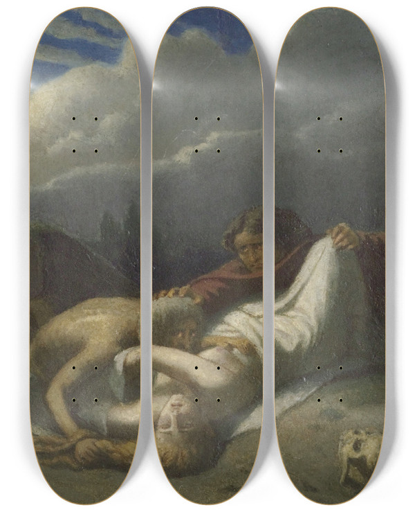 Triptych art skateboard deck of Eugene Roger Ghouls by Eugene Roger (1807-1840)