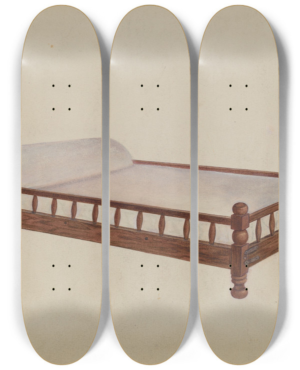 Triptych art skateboard deck of Mattie P Goodman Trundle Bed by Mattie P Goodman