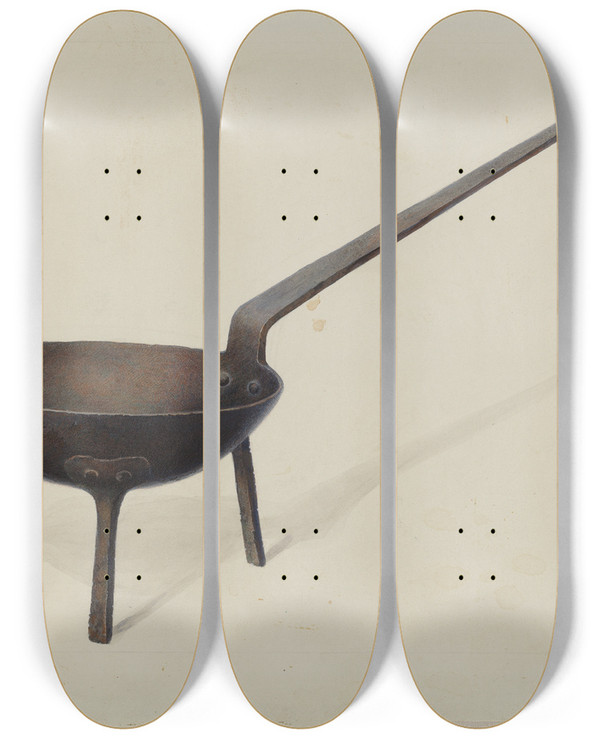 Triptych art skateboard deck of Edward L Loper Sauce Pan by Edward L Loper (1916-2011)