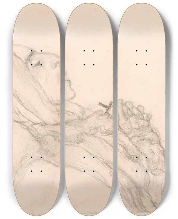 Triptych art skateboard deck of James Ensor My Dead Mother Ii by James Ensor (1860-1949)