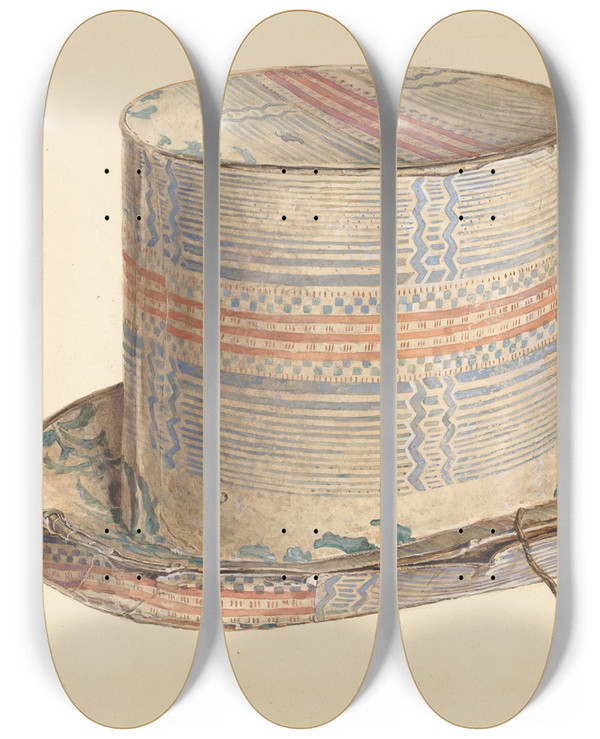 Triptych art skateboard deck of Gilbert Sackerman Bandbox_11 by Gilbert Sackerman (20-)