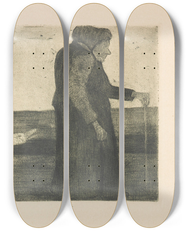 Triptych art skateboard deck of Paula Modersohnbecker Die Frau Mit Der Gans by Paula Modersohn-Becker (1876-1907)