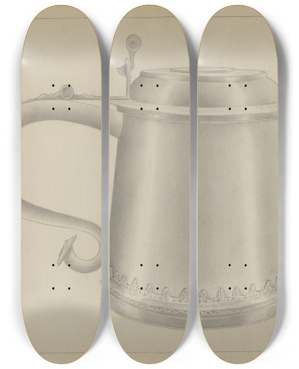 Triptych art skateboard deck of Karl Joubert Silver Tankard_2 by Karl Joubert