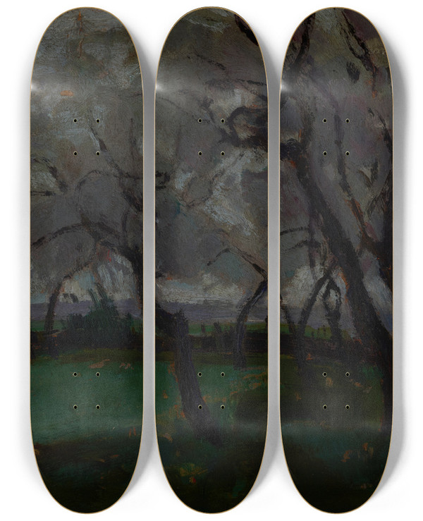 Triptych art skateboard deck of Jan Stanislawski Landscape_4 by Jan Stanislawski (1860-1907)