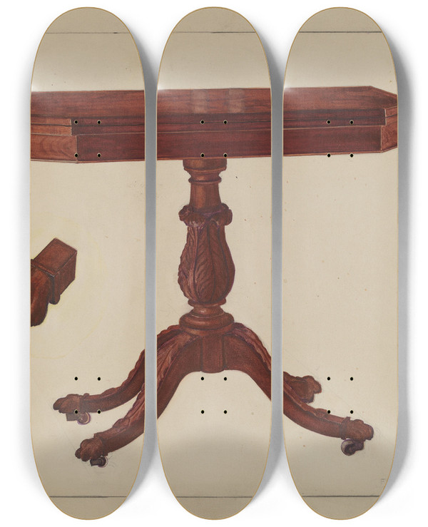 Triptych art skateboard deck of Francis Borelli Card Table by Francis Borelli