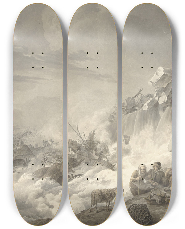 Triptych art skateboard deck of Cornelis Van Hardenbergh Dijkbreuk by Cornelis Van Hardenbergh (1755-1843)