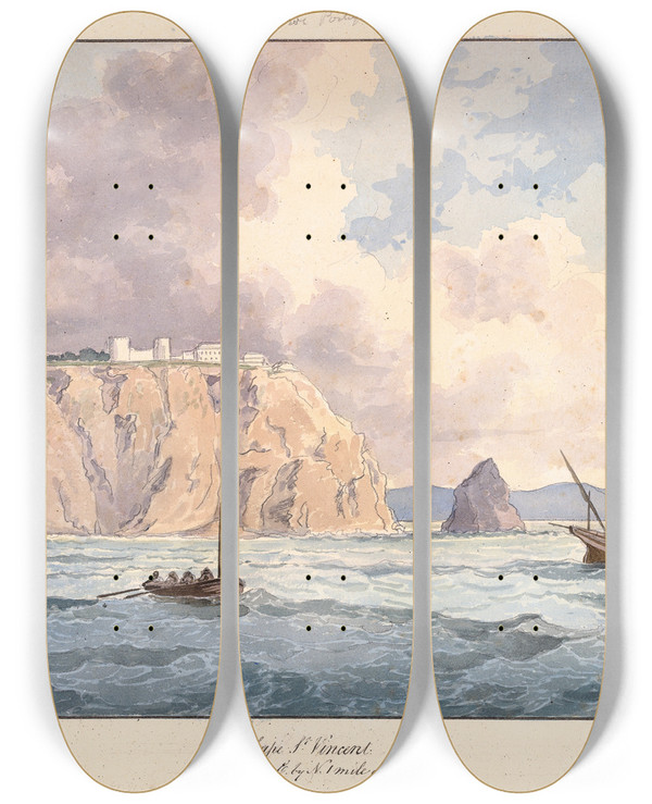 Triptych art skateboard deck of Charles Hamilton Smith Cape St Vincent by Charles Hamilton Smith (1776-1859)