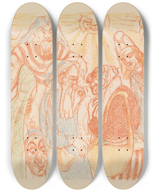Triptych art skateboard deck of James Ensor Caesars Denarius by James Ensor (1860-1949)