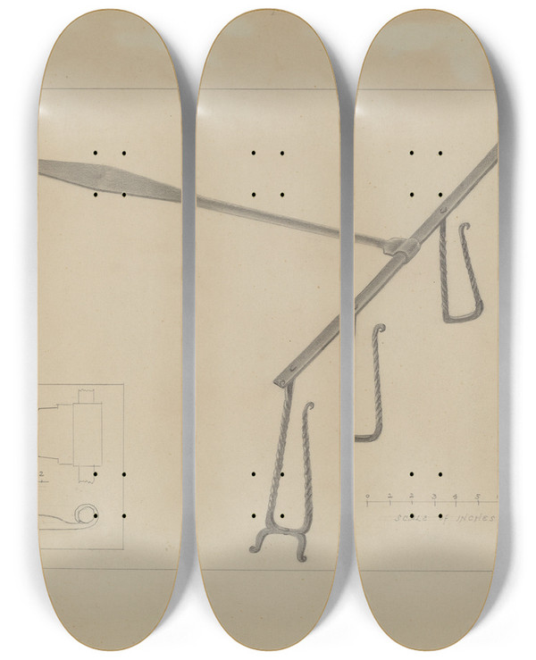Triptych art skateboard deck of Donald Streeter Bread Toaster by Donald Streeter