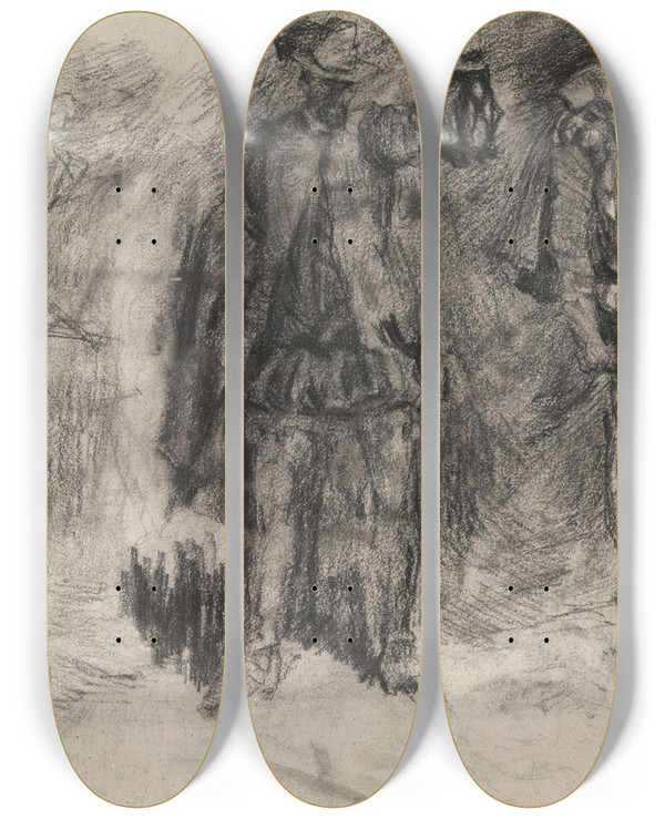 Triptych art skateboard deck of James Ensor Don Quixote_13 by James Ensor (1860-1949)