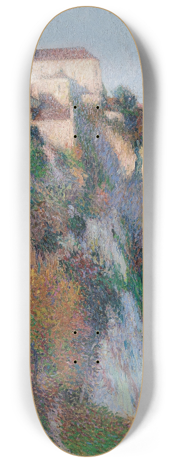 Henri Martin - Lglise Saint-Cirq Lapopie perche sur la falaise de la boucle du Lot, ciel bleu 8.25 inch art skate deck