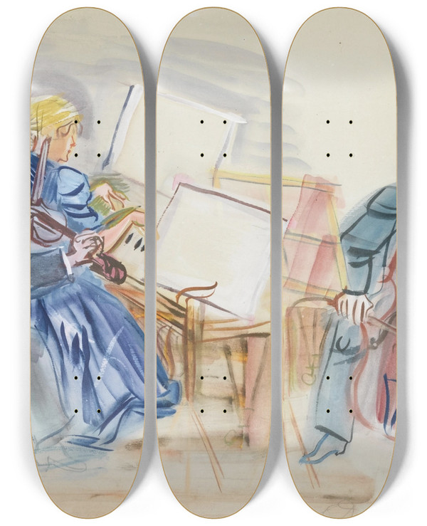 Triptych art skateboard deck of Raoul Dufy Le Trio Casals by Raoul Dufy (1877-1953)