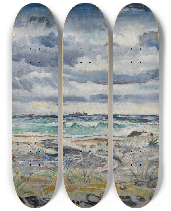 Triptych art skateboard deck of Bernt Julius Muus Clver From Jren by Bernt Julius Muus Cluver (1897-1941)