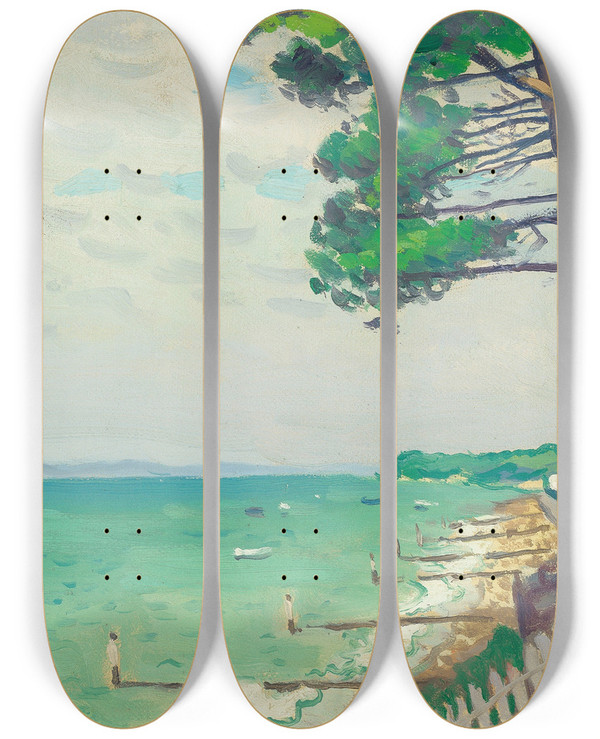 Triptych art skateboard deck of Albert Marquet Pins Au Pyla by Albert Marquet (1875-1947)