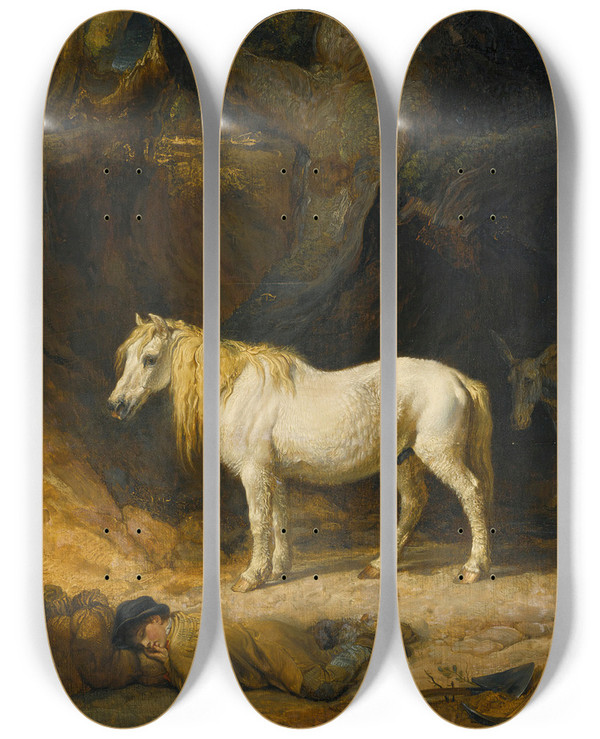 Triptych art skateboard deck of James Ward The Sand Pit by James Ward (1769-1859)