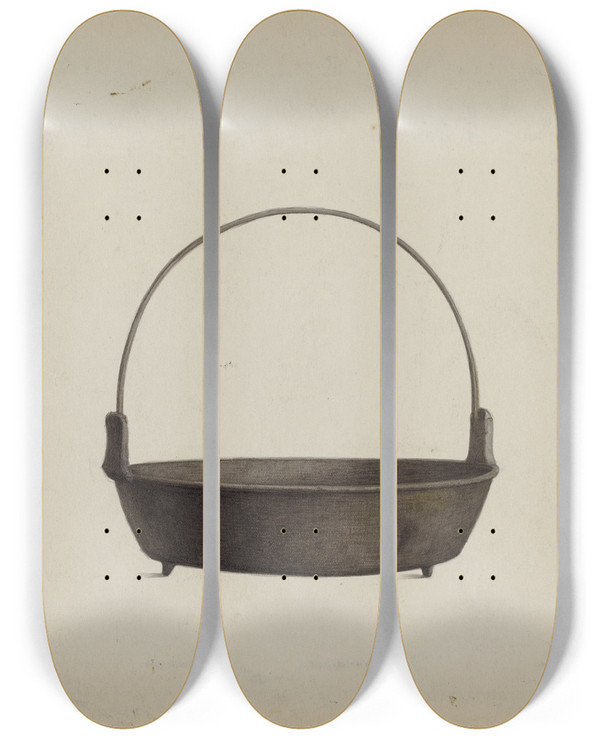 Triptych art skateboard deck of Harry Jennings Onion Kettle by Harry Jennings