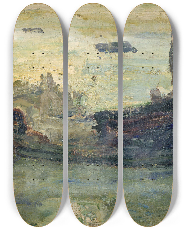 Triptych art skateboard deck of Henry Ossawa Tanner The Wreck by Henry Ossawa Tanner (1859-1937)