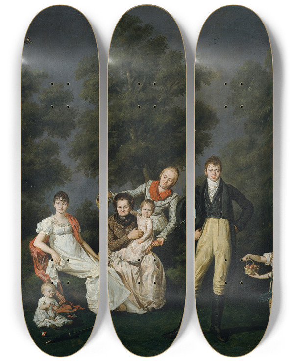 Triptych art skateboard deck of Barbara Krafft Die Familie Wallner by Barbara Krafft (1764-1825)