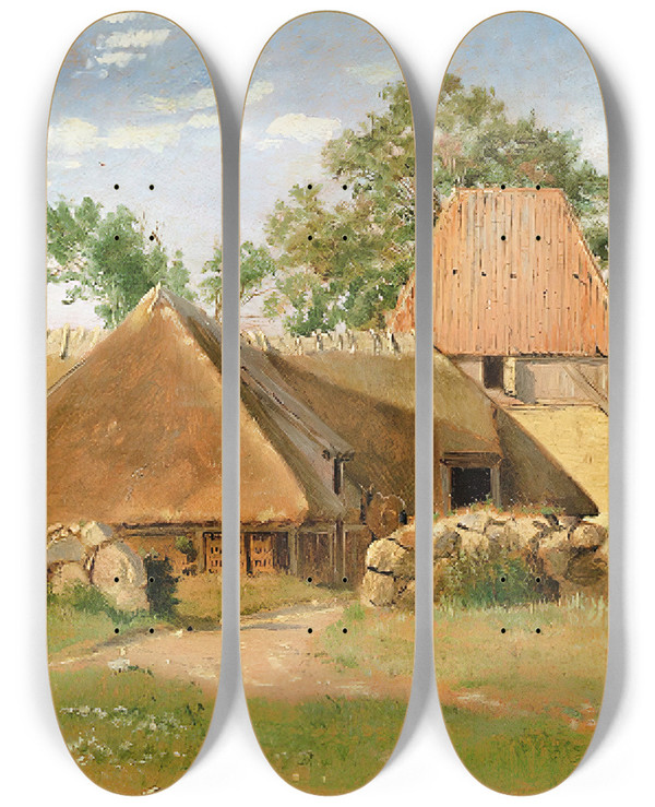 Triptych art skateboard deck of Johan Thomas Lundbye Teglvrk Ved Asns by Johan Thomas Lundbye (1818-1848)