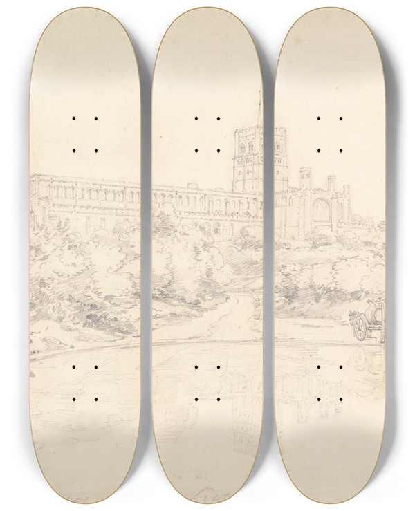 Triptych art skateboard deck of Henry Edridge St Albans Abbey_1 by Henry Edridge (1769-1821)