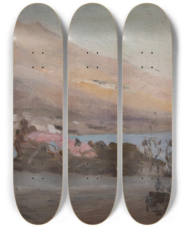 Triptych art skateboard deck of Jan Cigliski Yalta Spring_4 by Jan Ciaglinski (1858-1913)