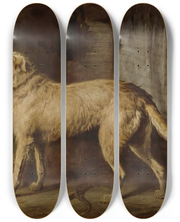 Triptych art skateboard deck of Gourlay Steell The Hunting Hound by Gourlay Steell (1819-1894)