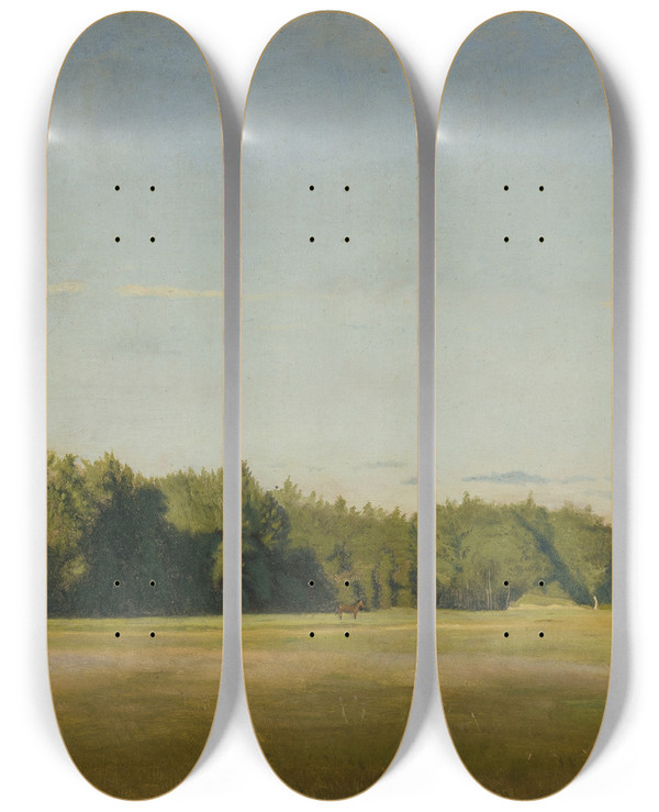 Triptych art skateboard deck of Christen Dalsgaard Landscape by Christen Dalsgaard (1824-1907)