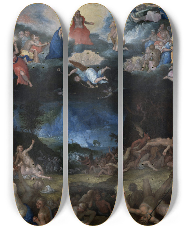 Triptych art skateboard deck of Jan Brueghel The Elder The Last Judgement_2 by Jan Brueghel The Elder (1568-1625)