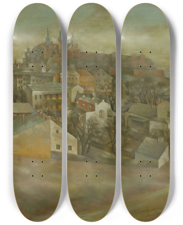 Triptych art skateboard deck of Jacek Mierzejewski Wawel by Jacek Mierzejewski (1883-1925)