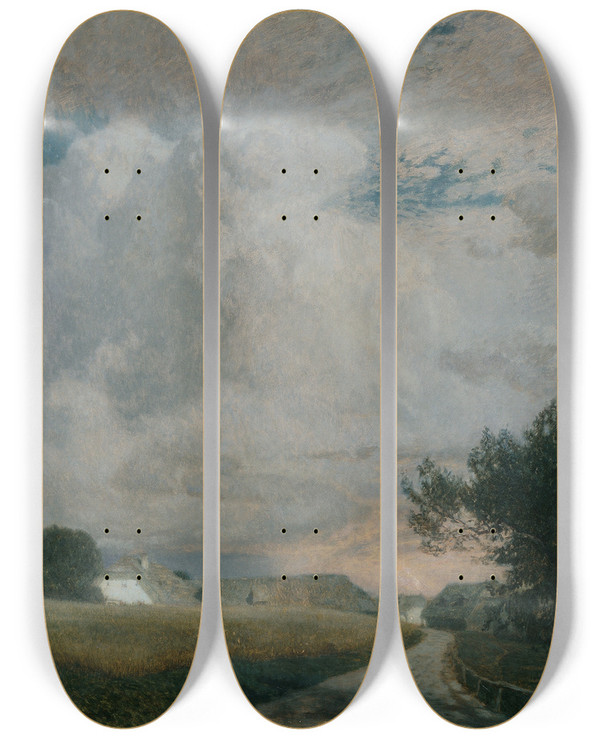 Triptych art skateboard deck of Thomas Leitner Wetterleuchten by Thomas Leitner (1876-1948)