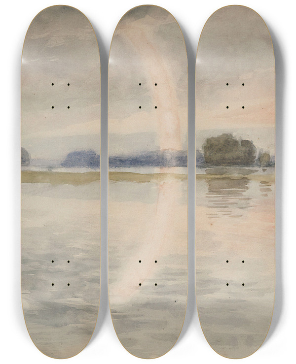 Triptych art skateboard deck of Albert Edelfelt Rantamaisema by Albert Edelfelt (1854-1905)
