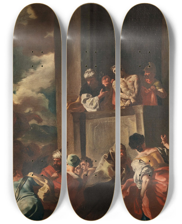 Triptych art skateboard deck of Francesco De Mura Ecce Homo by Francesco de Mura (1696-1782)