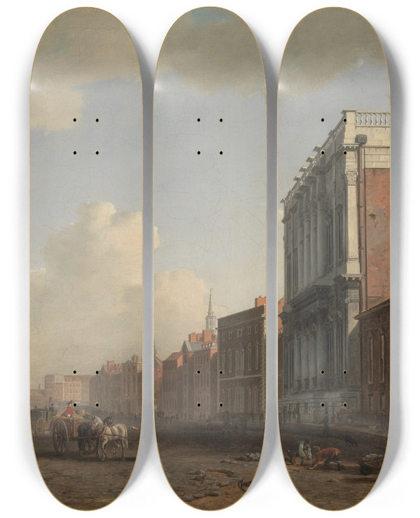 Triptych art skateboard deck of William Marlow Whitehall by William Marlow (1740-1813)