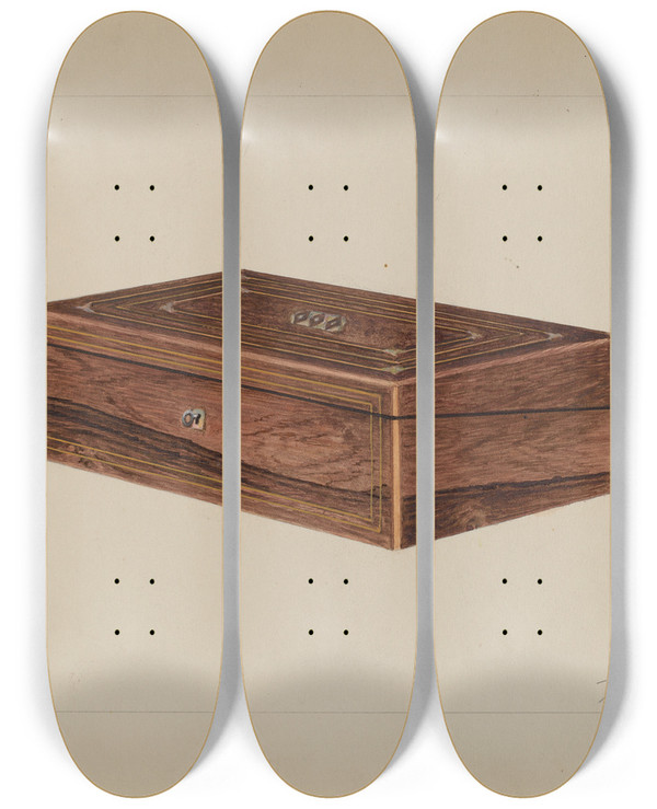 Triptych art skateboard deck of Thomas Holloway Folding Desk_1 by Thomas Holloway