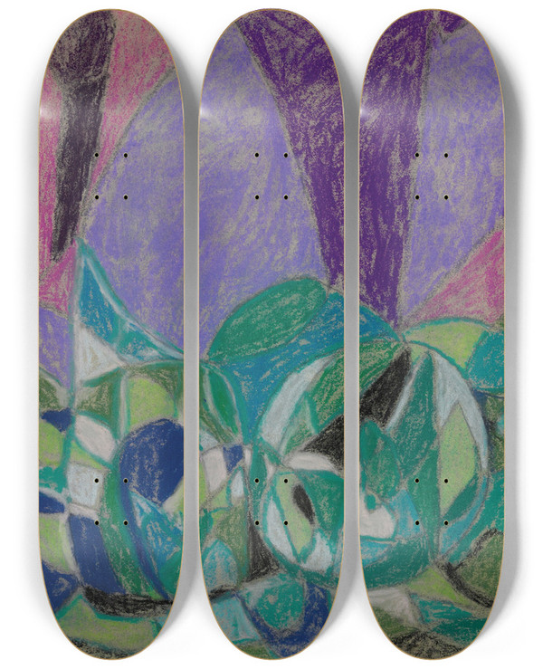 Triptych art skateboard deck of Adolf Hlzel Groe Komposition by Adolf Holzel (1853-1934)