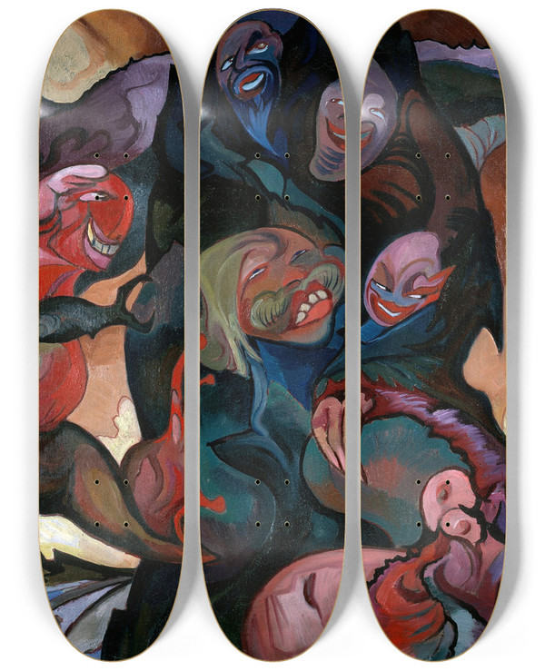 Triptych art skateboard deck of Stanisaw Ignacy Witkiewicz Afterimage Of The Sun by Stanislaw Ignacy Witkiewicz (1885-1939)
