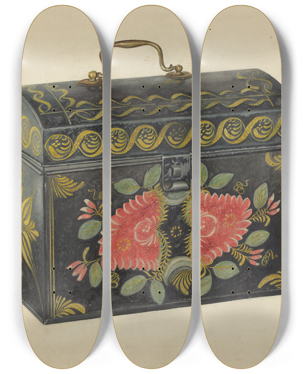 Triptych art skateboard deck of Thomas Watts Chest by Thomas Watts