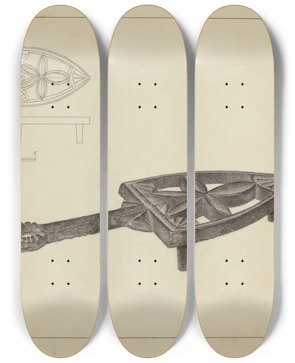 Triptych art skateboard deck of Salvatore Borrazzo Flat Iron Holder_1 by Salvatore Borrazzo