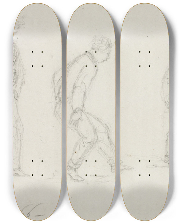 Triptych art skateboard deck of William Sidney Mount The Jig by William Sidney Mount (1807-1868)