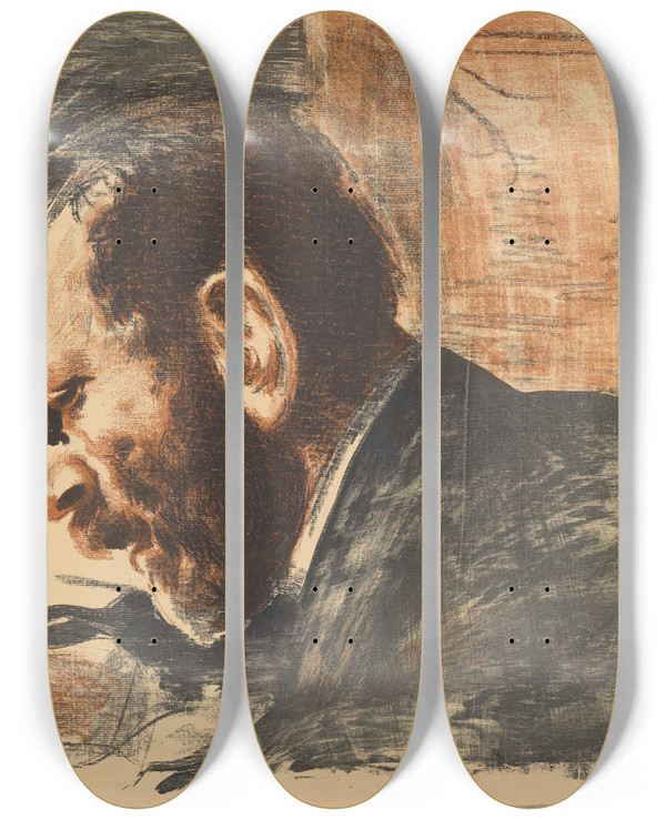 Triptych art skateboard deck of Leon Wyczkowski Feliks Jasieski by Leon Wyczolkowski (1852-1936)