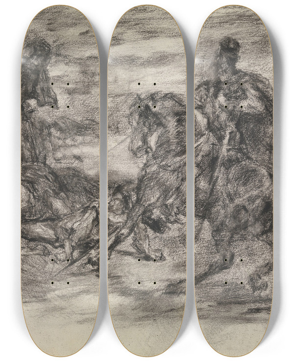 Triptych art skateboard deck of James Ensor Don Quixote_15 by James Ensor (1860-1949)
