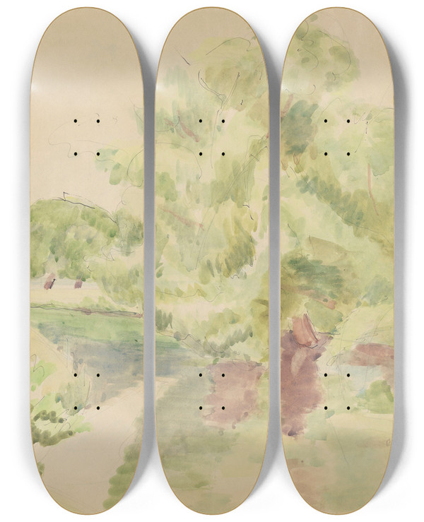 Triptych art skateboard deck of Frederick Porter Sketchbook 4 by Frederick Porter (1883-1944)
