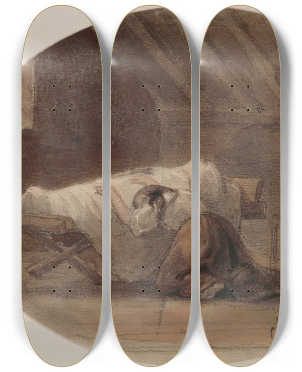 Triptych art skateboard deck of Charles Billoin The Dead by Charles Billoin