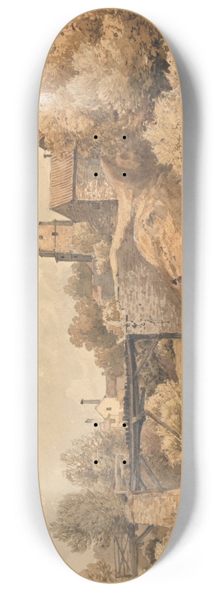 Henry Edridge - On the Monnow, Monmouth 8.25 inch art skate deck