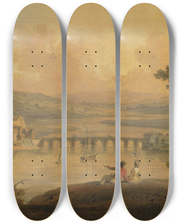 Triptych art skateboard deck of Edward Dayes Rochester by Edward Dayes (1763-1804)