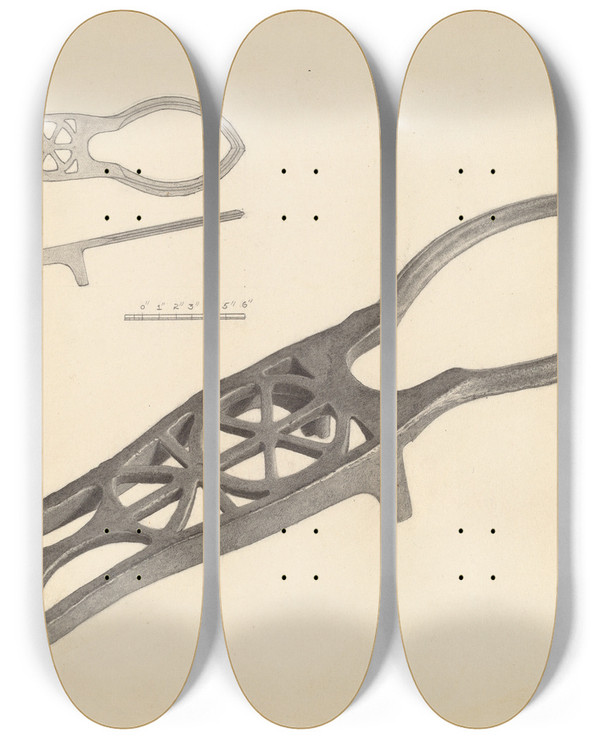 Triptych art skateboard deck of Salvatore Borrazzo Bootjack_2 by Salvatore Borrazzo