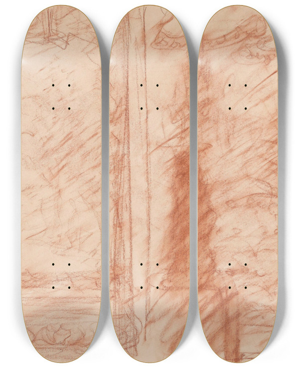 Triptych art skateboard deck of Jules Schmalzigaug Two Designs_2 by Jules Schmalzigaug (1882-1917)